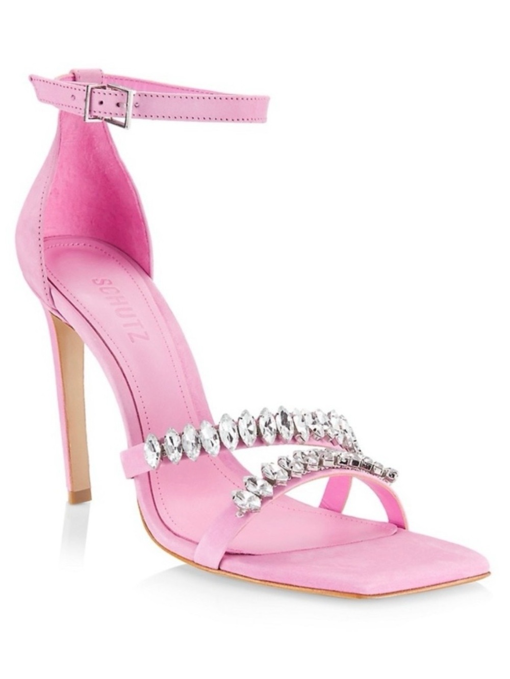 SCHUTZ Pink Crystal-Strap Stiletto Sandal NWT